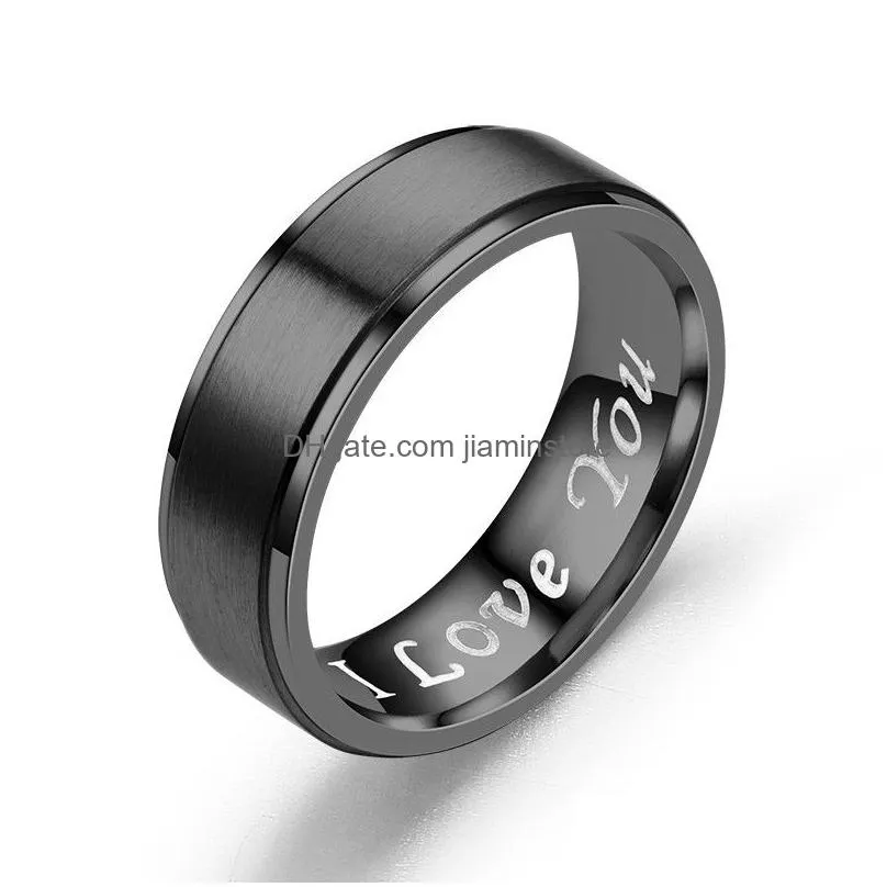 Band Rings Matte Stainless Steel I Love You Ring Band Engagement Rings For Women Mens Will And Sandy Fashion Jewelry 080460 Drop Deli Dhhsn