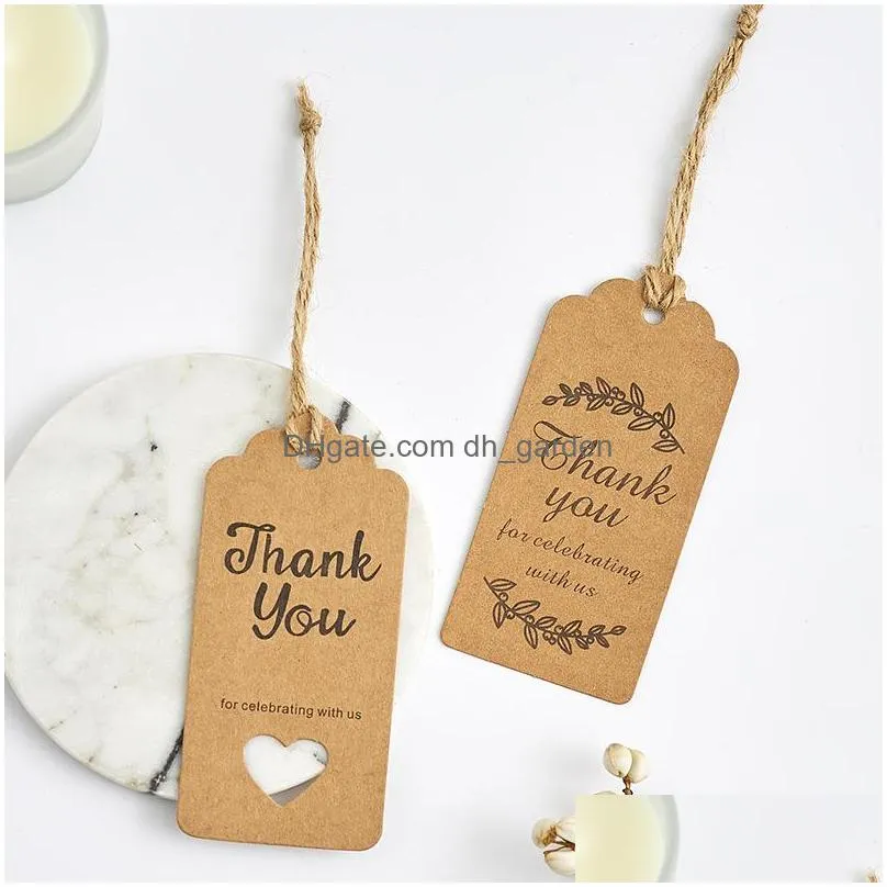 Other 100 Pcs/Lot Thank You Printing Kraft Paper Tags Cards Jewelry Earring Ear Studs Hanging Holder Display Packing Card Dr Dhgarden Dhalu