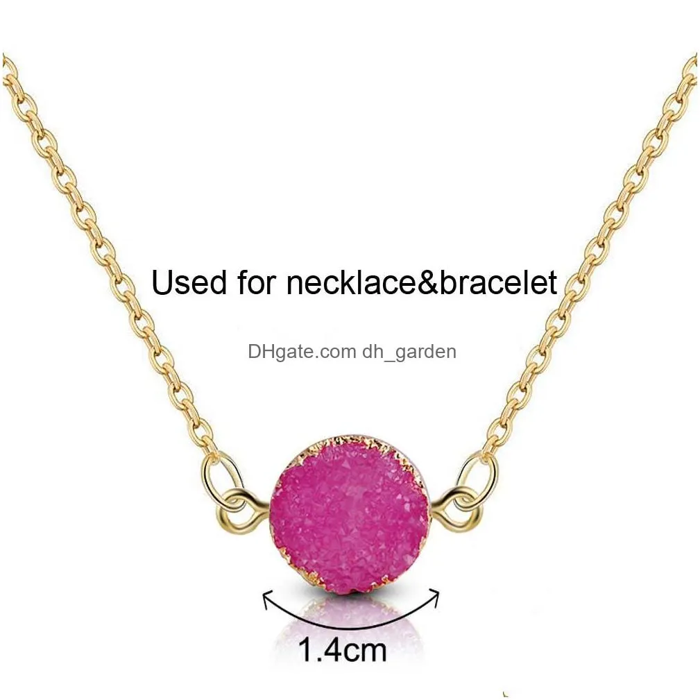 Charms New Nature Resin Gemstone Druzy Diy Charm Fit Women Bracelet Necklace Double Side Pendant For Jewelry Making Drop Del Dhgarden Dhrxk