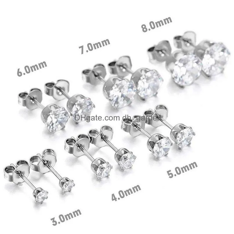 Stud New Fashion Stainless Steel Zircon Stone Stud Earring Flowers Shape Micro-Inlaid Rhinestone Piercing Earrings For Wome Dhgarden Dhzws