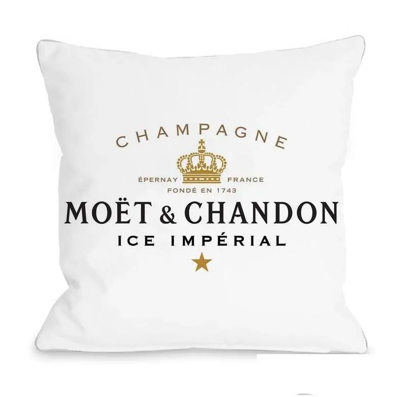 Cushion/Decorative Pillow Black Veet Print Moet Cushion Er Cotton Made Pillowcase Soft Case High Quality Printing Drop Delivery Home