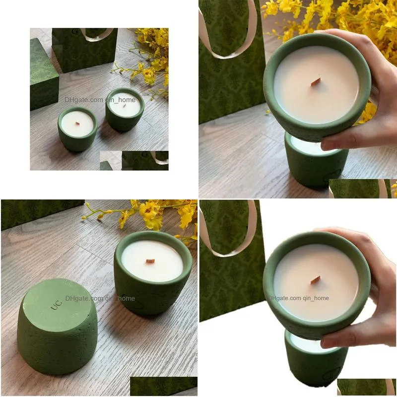 designer green aromatherapy candle gift box vintage carved avocado green aroma bedroom living room scented candles night romantic