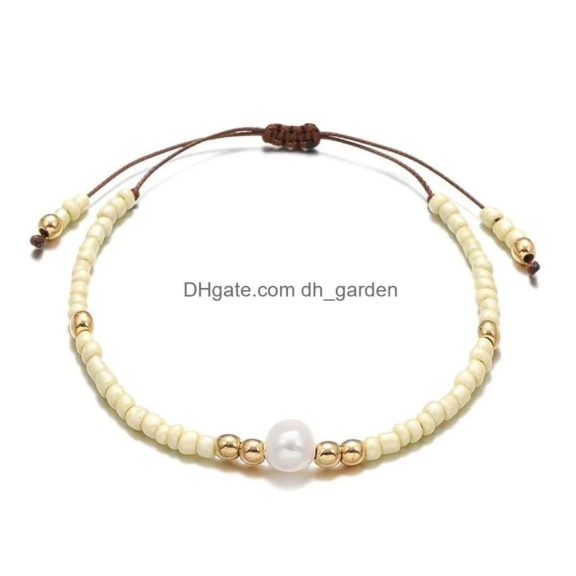 Chain New Handmade Colorf Beads Braided Bracelet For Women Girls Bohemia Elastic Natural Pearl Charm Bangle Trendy Jewelry Dhgarden Dholr