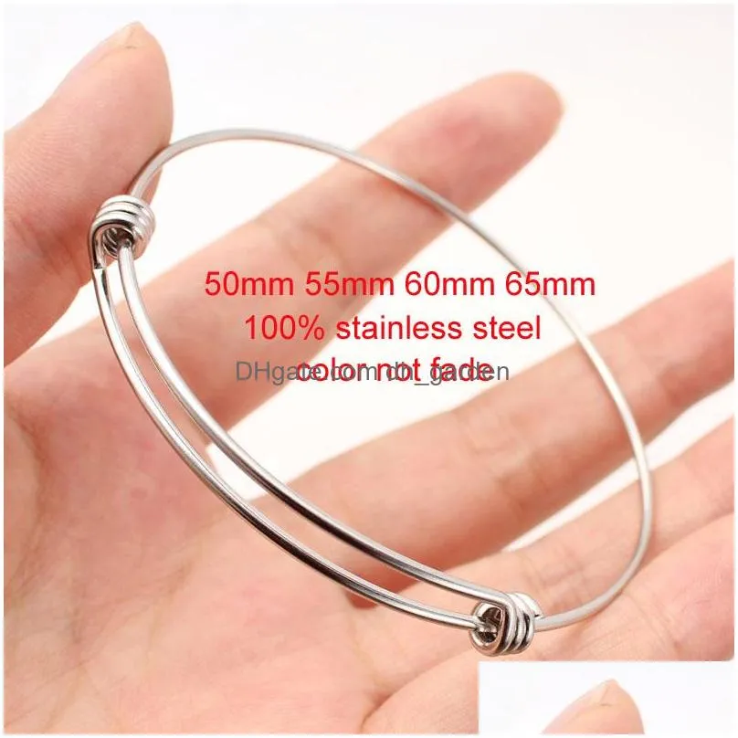 Bangle High Quality Stainless Steel Expandable Wire Bangle Bracelets For Men Women Jewelry Findings Fashion Diy Sier Charm Dhgarden Dhvsy