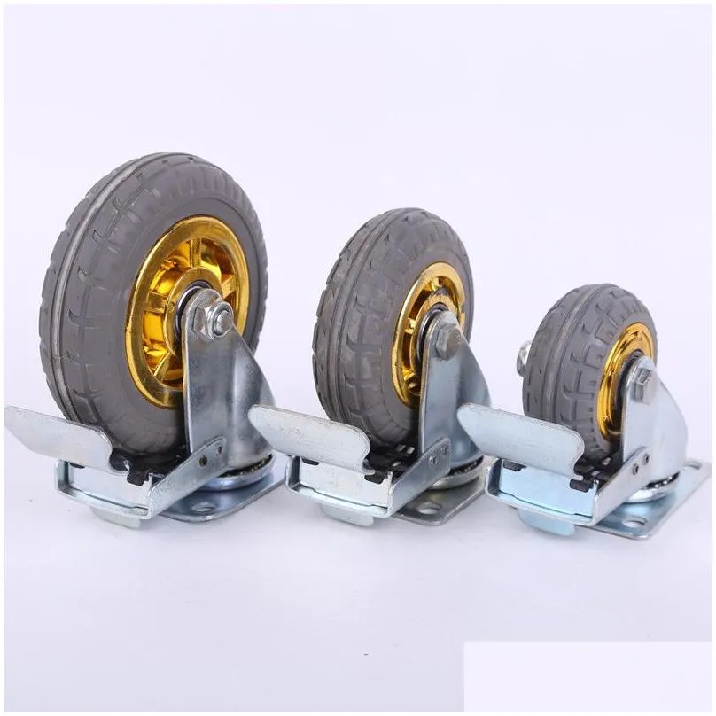 Casters Wholesale 3-Inch Rubber Wheel Steering Brake 4-Inch Casters 5-Inch Lightweight Equipment Carts Furniture Drop Delivery Office Otsqj