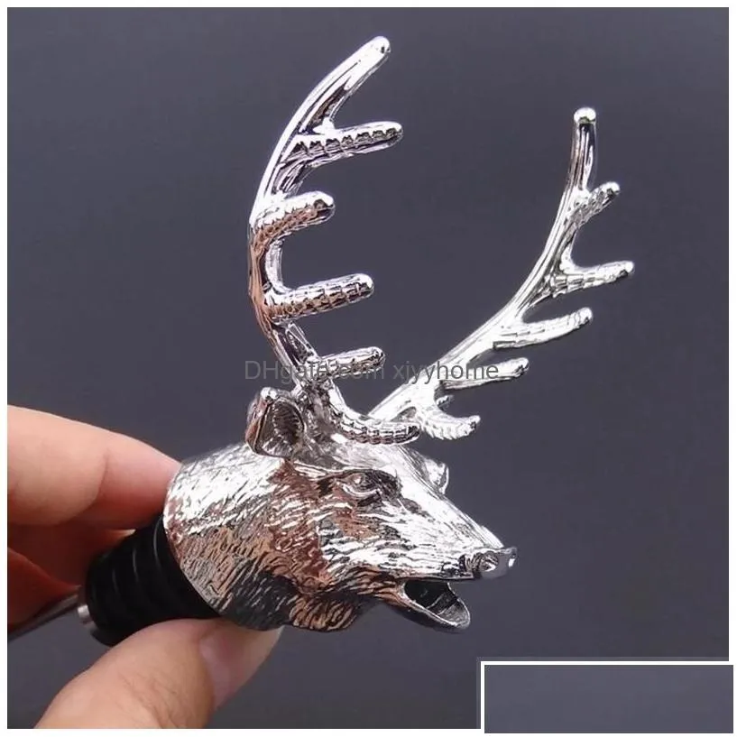 Bar Tools Sublimation Tool Deer Head Wine Pourer Jagermeister Mouth Decanter Shaker Dinning Zinc Alloy Material Electropla Drop Deliv Dhqvi