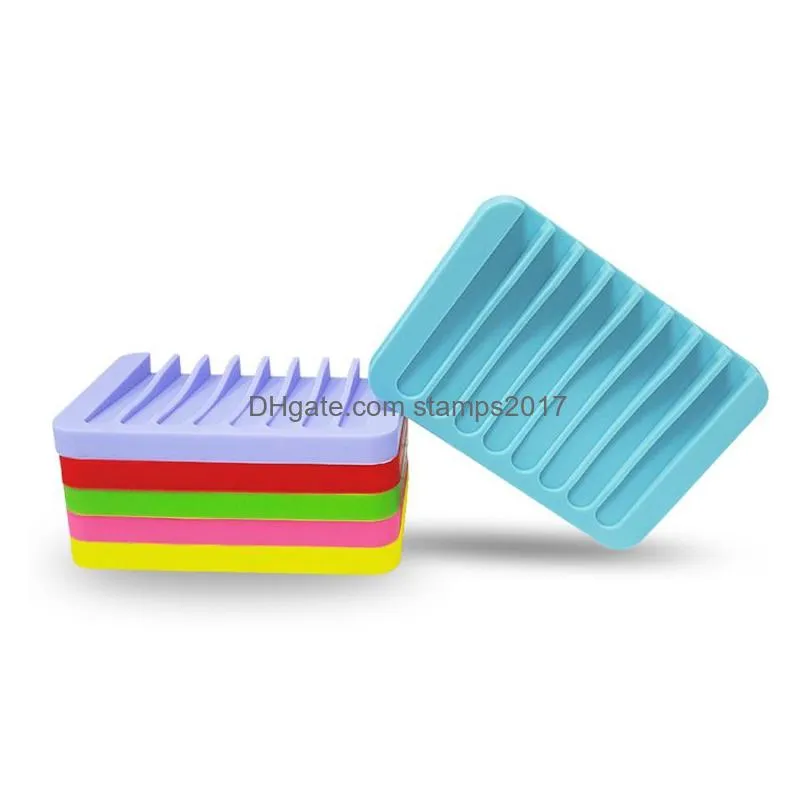 anti-skidding improvement silicone soap dishes flexible bathroom fixtures hardware tray soapbox soaps dish plate holder