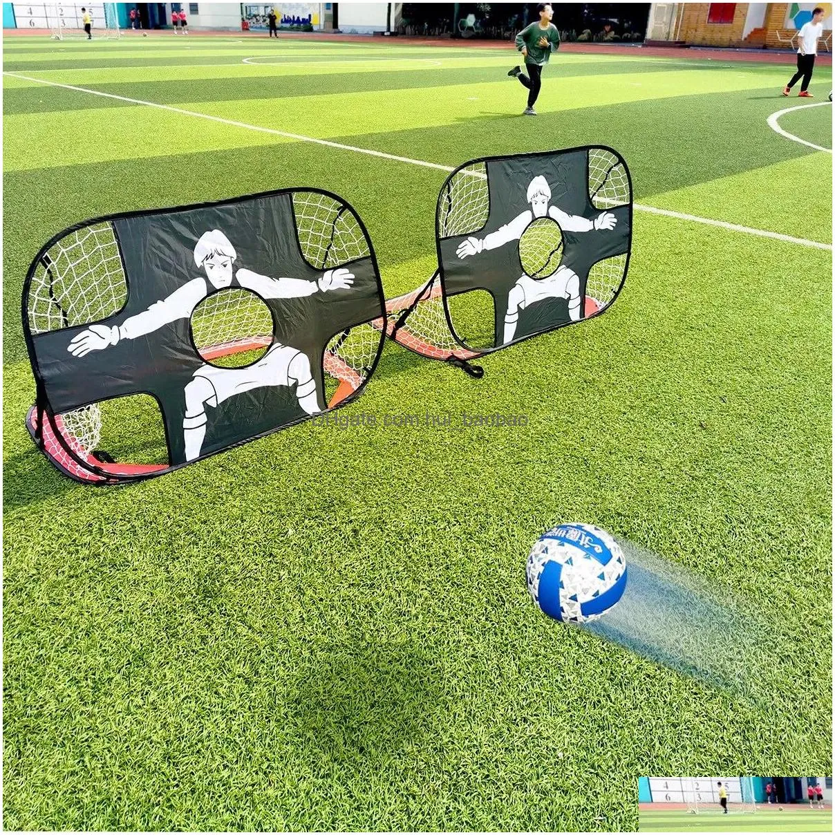 balls foldable football goal nylon soccer goal kids and adults football target net for playground backyard indoor outdoor training