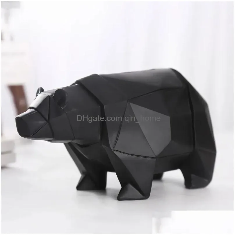 decorative figurines abstract geometric polar bear resin piggy bank home decoration accessories childrens gifts cabinet bedroom desktop animal piggy