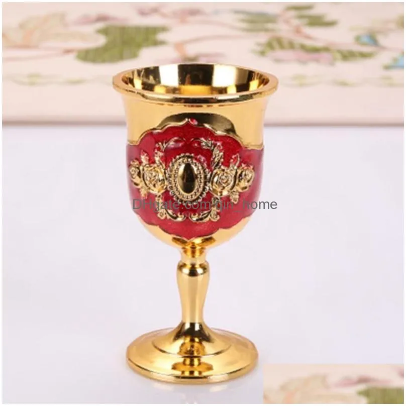 mugs retro creative small beverage wine cup golden goblet european style home bar propitiate water white brass coppermugs