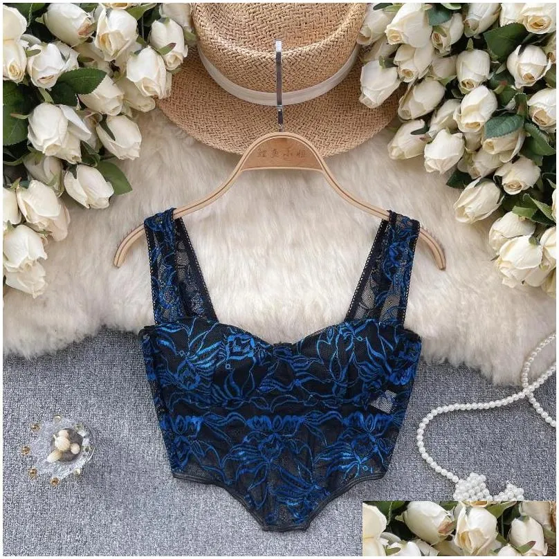 women`s tanks vintage lace sheer sexy camis women almighty casual sleeveless femme corset crop tops elegant chic tank camisoles