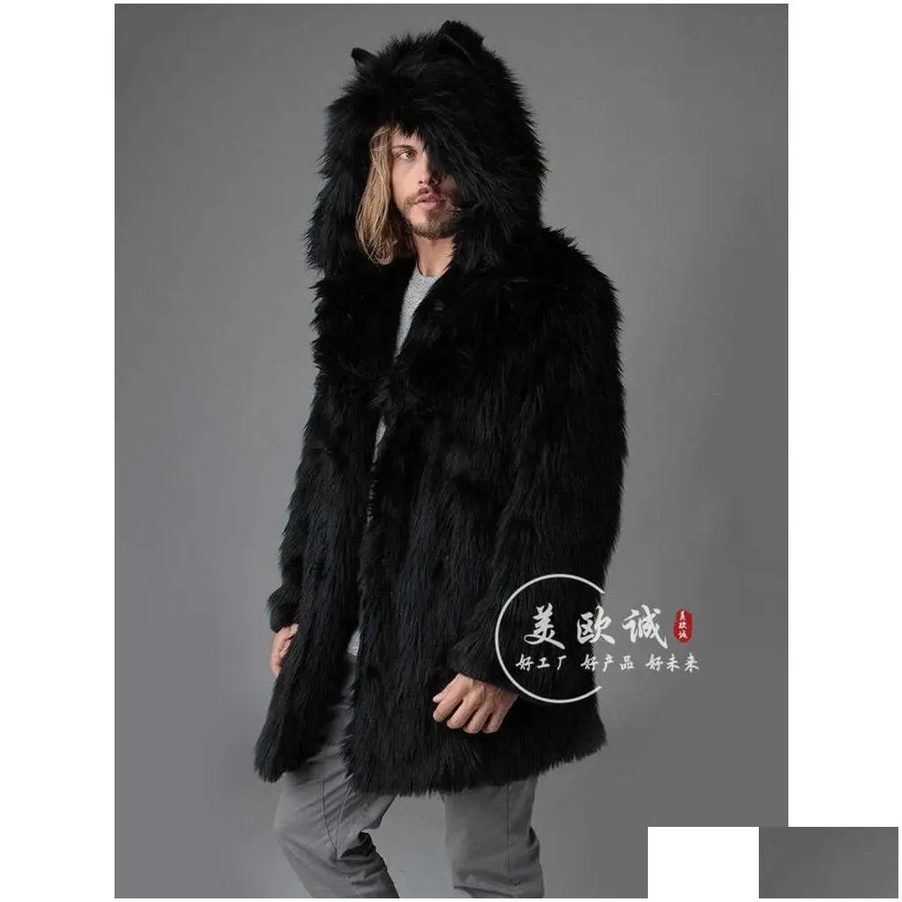Men`S Fur & Faux Fur Designer Imitation Fur Coat Mens Winter Casual Warm Mink Long Lbs7 Drop Delivery Apparel Men`S Clothing Men`S Out Otbc1