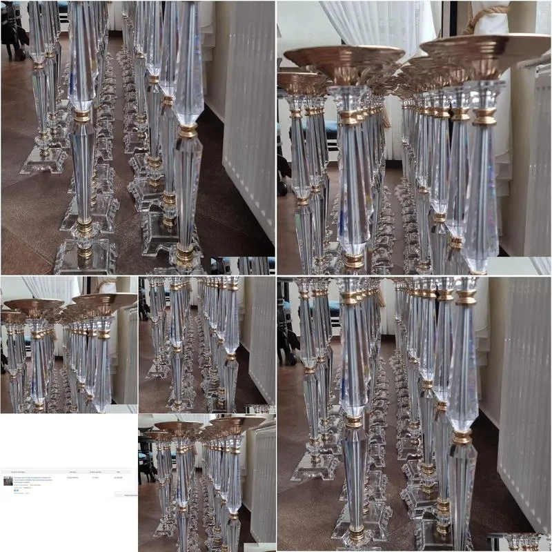 Party Decoration Extran Call 90Cm Tall 12Pcs Decor Crystal Centerpieces For Tables Gold Flower Stand Wedding Party Centerpiece Decorat Ot5Fy