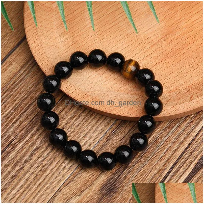 Beaded New Arrival Tiger Eye Malachite Onyx Beads Bracelet For Men Women Adjustable 6Mm 8Mm 10Mm Lava Stone Black Yoga Jewe Dhgarden Dh207