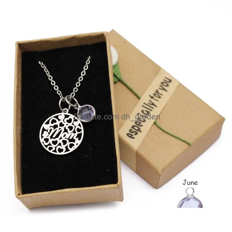 Pendant Necklaces Selling Stainless Steel Faith Dream Inspirational Birthstone Pendant Necklace For Women Glass Stone Fashion Birthday Dh7Xk