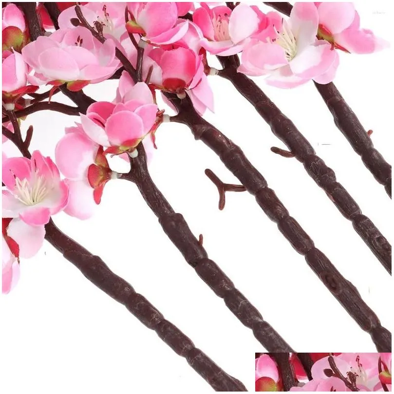 decorative flowers 5pcs 60cm artificial plum blossom fake home wedding decoration (red)