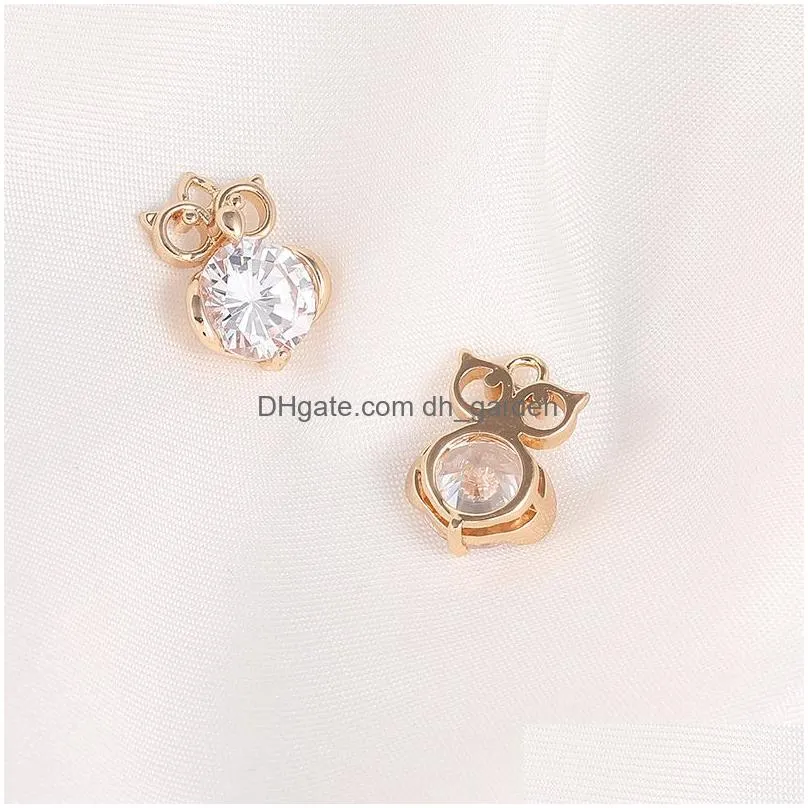 Charms New Arrival Copper Inlaid Zircon Charms Owl Star Dancing Girl Fish Flowers Slippers For Necklace Jewelry Charm Diy Making Drop Dhg29