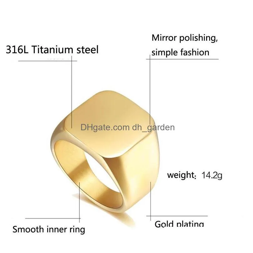 Cluster Rings New Simple Ring 316L Titanium Steel Blank Plain Mens Fashion Jewelry Gold Sier Black Color Trendy Desgin Drop Dhgarden Dhftv