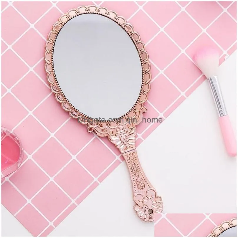 mirrors vintage pattern handle makeup mirror bronze rose gold pink black color personal cosmetic mirror cg001