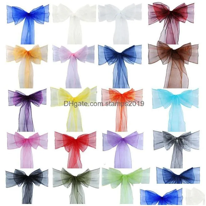 Sashes 100Pcs Chair Organza Bows Wedding Party Supplies Christmas Valentines Decor Sheer Fabric Decoration 230721 Drop Delivery Home