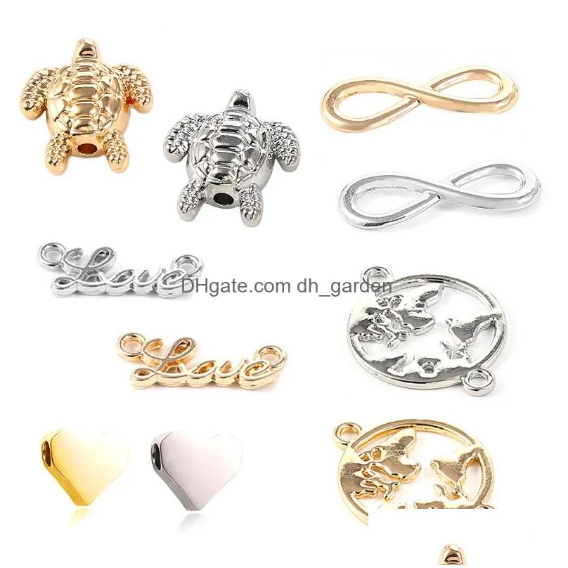 Charms New Sliver Gold Alloy Plated Charm For Bracelet Necklace Infinite Love Turtle World Map Jewelry Diy Making 100Pcs/Lot Dhgarden Dhf8B
