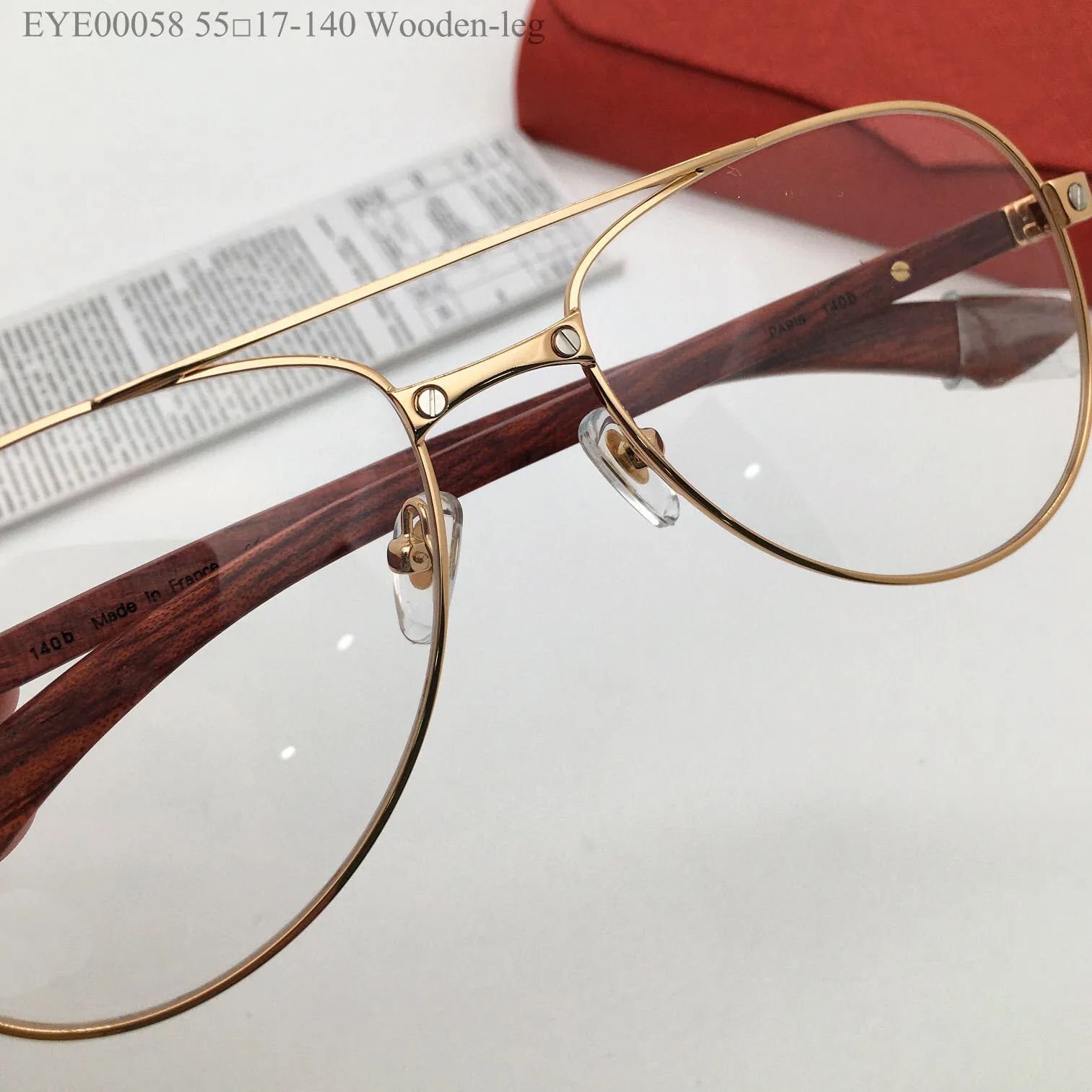 New fashion design pilot shape optical glasses 00058 metal frame wooden temples men and women simple and popular style light and easy to wear eyewear