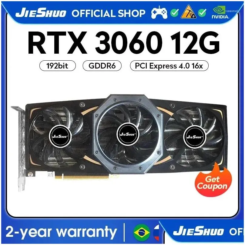 graphics cards jieshuo nvidia rtx 3060 12gb video card gddr6 192bit gpu rtx3060 12g supports pc desktop gaming computer office 3060rtx