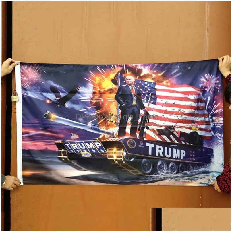 hanging 90x150cm digital print donald trump on the tank flag printing trump hanging 3x5ft large decor flag tank banners xdh1033 t03