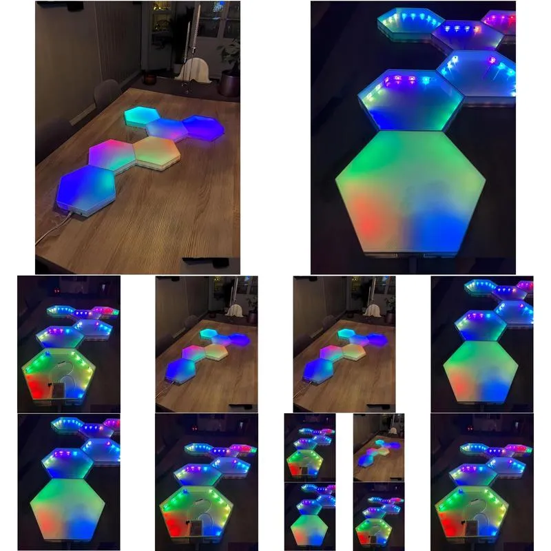 Led Panel Lights Modar Led Panels Smart Lighting Decor Hexagon Light Rgb Wall Lights Customizable Color-Changing Hexagons Drop Deliver Otwl3