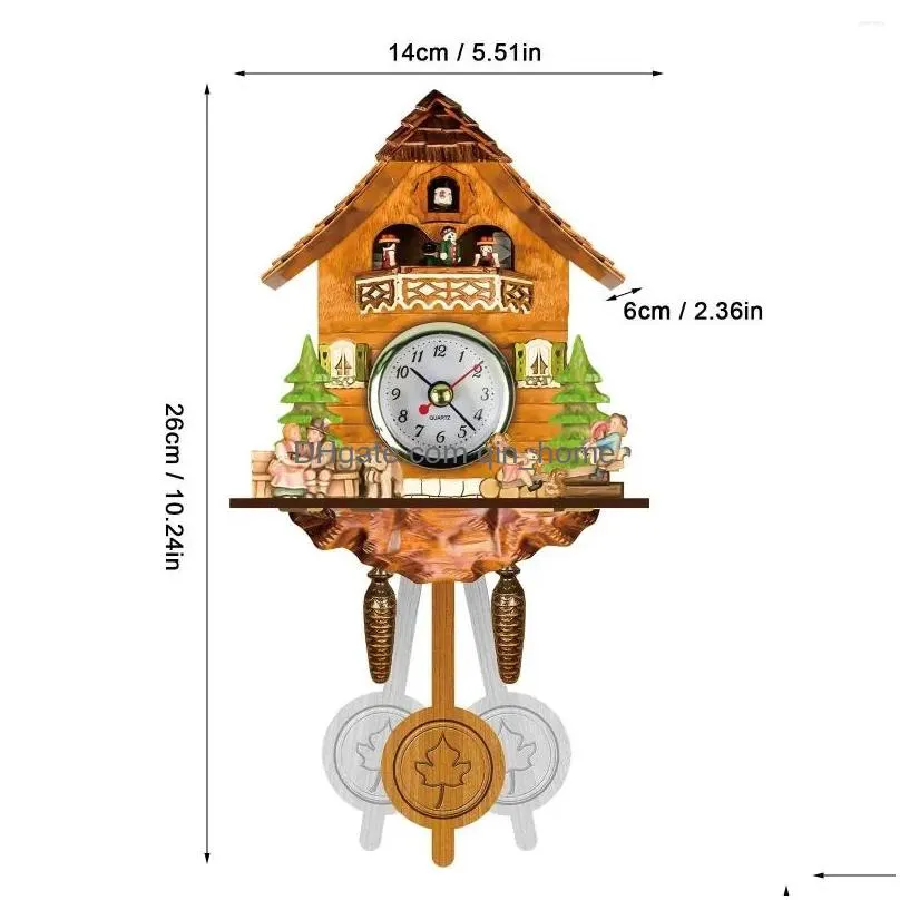 wall clocks creative retro cuckoo clock wooden handmade hanging bird call time bell watch timekeeping