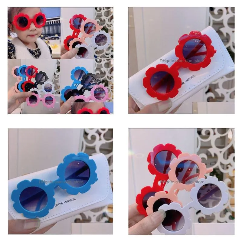 Sunglasses Fast Ship Sun Flower Round Cute Kids Uv400 For Boy Girls Toddler Lovely Baby Glasses Children Wholesale Drop Delivery Fas Dhcfd