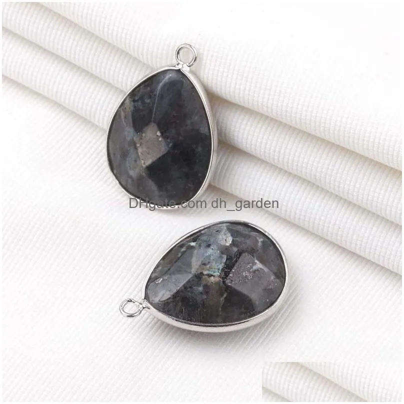 Charms Fashion Shiny Black Diy Crystal Birthstone Dangles Charms For Necklace Bracelet Jewelry Faceted Glass Water Drop Pendants Acces Dh4Yj