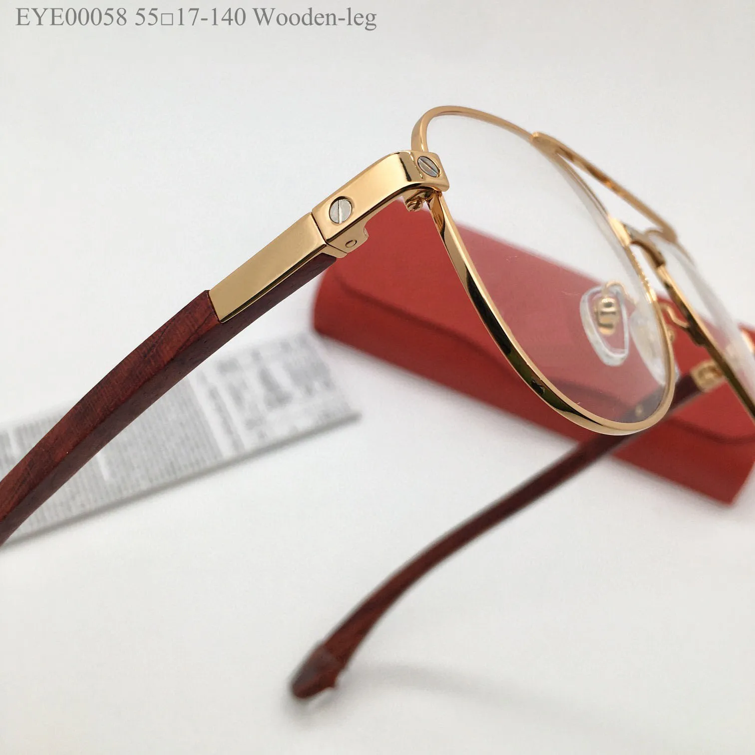 New fashion design pilot shape optical glasses 00058 metal frame wooden temples men and women simple and popular style light and easy to wear eyewear