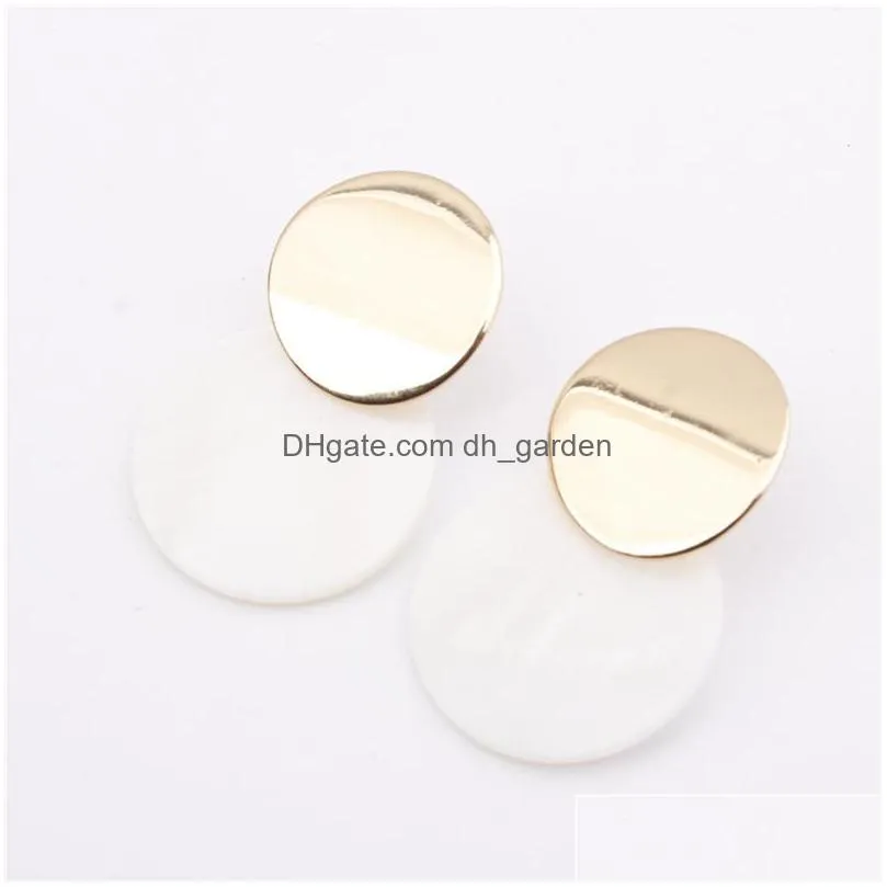 Dangle & Chandelier New Fashion Round Metal Shell Dangle Earring For Women Bohemian Geometric Small Coin Drop Jewelry Gift Dhgarden Dh8Jb