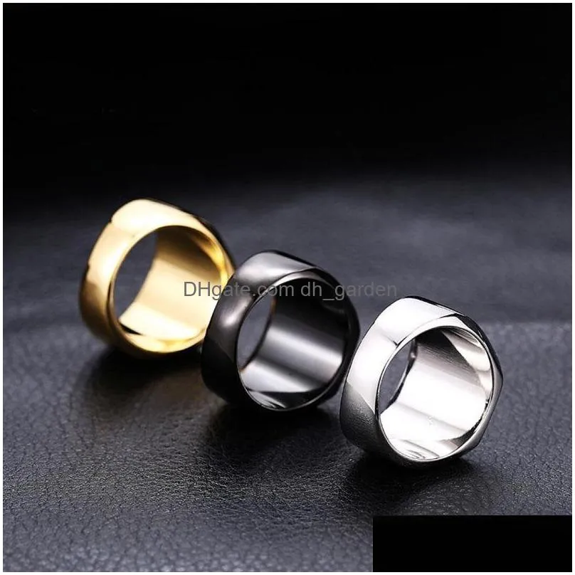 Cluster Rings New Simple Ring 316L Titanium Steel Blank Plain Mens Fashion Jewelry Gold Sier Black Color Trendy Desgin Drop Dhgarden Dhftv