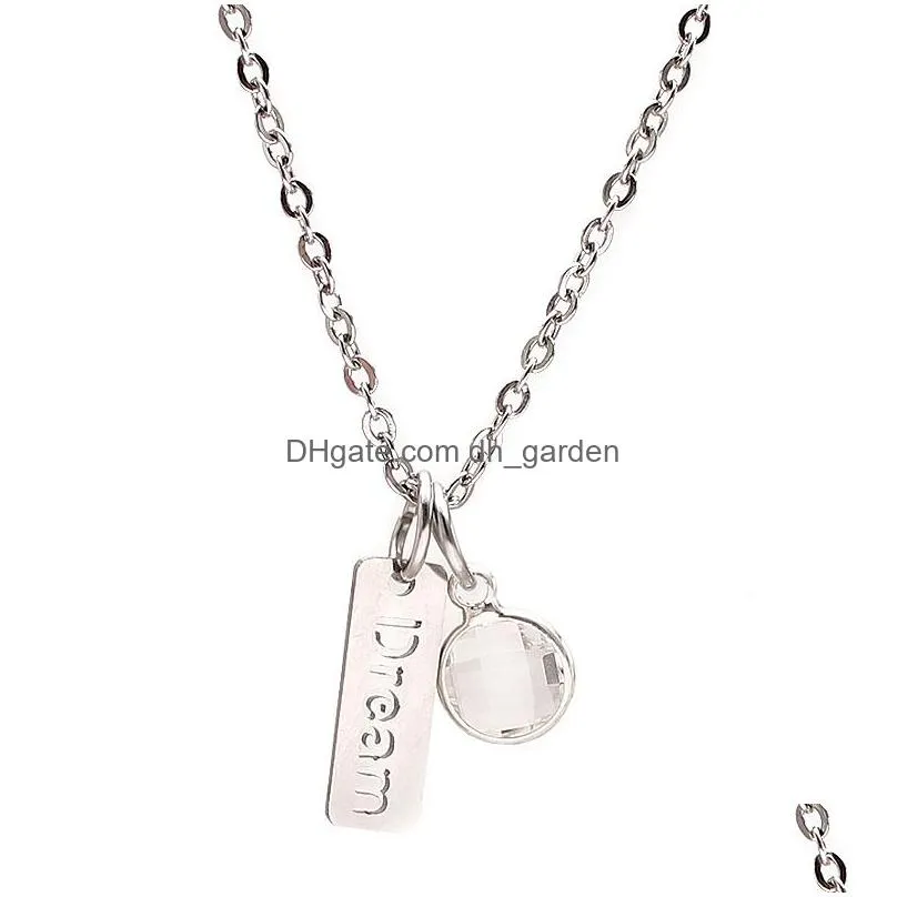 Pendant Necklaces High Quality Stainless Steel Faith Dream Pendant Necklace For Women Inspirational Charm Neckalce Fashion Jewelry Gif Dhzll