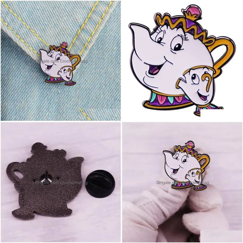 Shoe Parts & Accessories Mrs Pottts Enamel Pin Enchanted Teapot Badge Beauty And Beasst Brooch Gift Backpack Decoration Jewelry Drop D Dhe4T