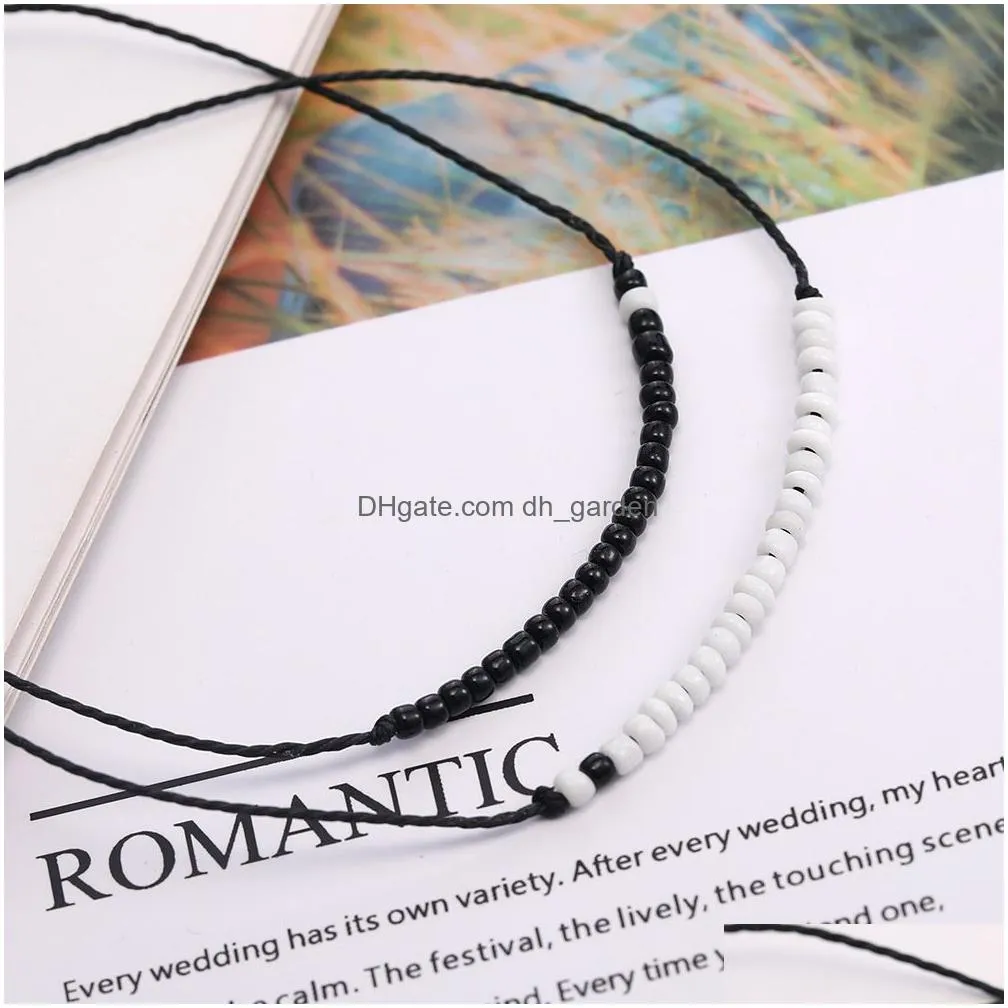Chain Summer Bohemian Style Seed Beads Bracelet For Women Black White Crystal Glass Bead Handmade Braided Friendship Fashion Jewelry Dhuri