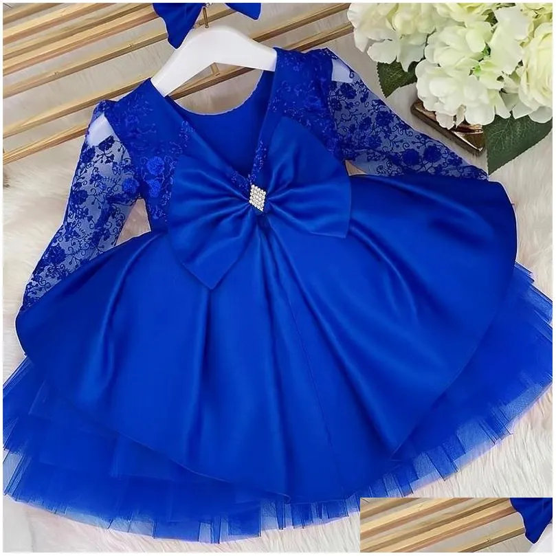 girl`s dresses baby for girls christmas toddler kids flower lace elegant princess birthday gown children wedding party tulle