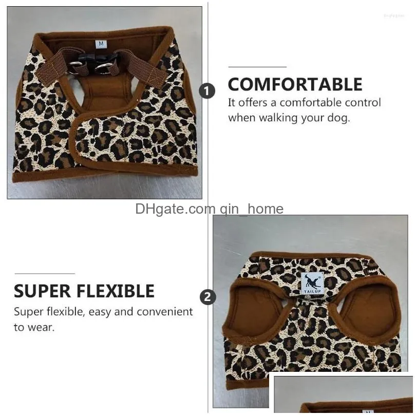 dog collars pet canvas harness vest - size m leopard print