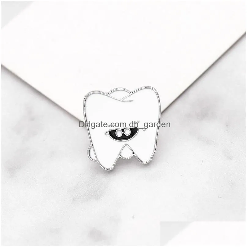 Pins, Brooches Newest Cute White Cartoon Teeth Enamel Brooches Pin For Nurse Dentist Hospital Lapel Hat Bag Pins Denim Shir Dhgarden Dhbcq