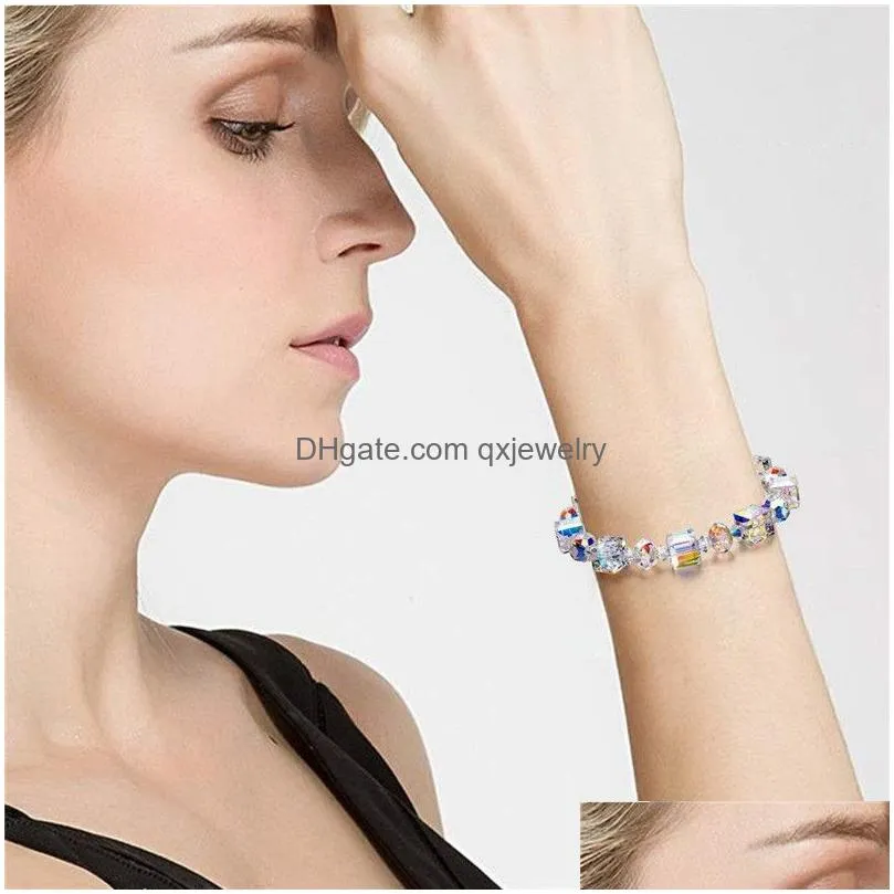 Charm Bracelets Iridescence Rainbow Diamond Bracelet Crystal Charm Bracelets Women Fashion Jewelry Gift Will And Drop Delivery Jewelr Dhfnh