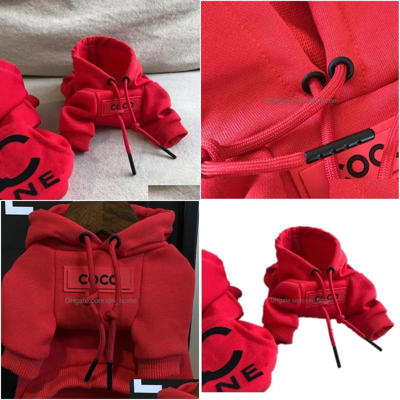 designer pet red hoodie black letter logo small fragrant dog clothes cat hoodie pet drawstring hoodie schnauzer teddy fadou