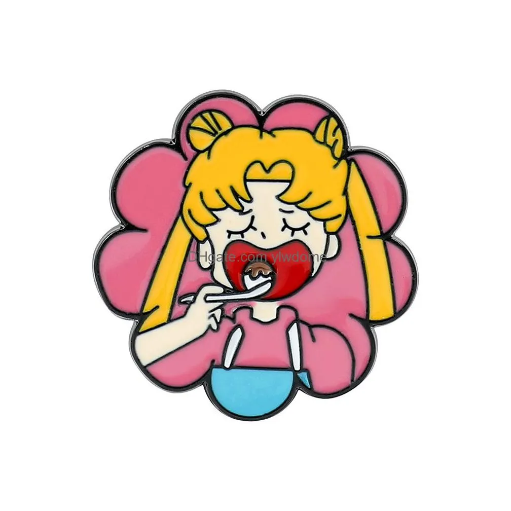 Cartoon Accessories Japanese Game Movie Film Sailor Moon Enamel Pins Cute Movies Games Hard Collect Cartoon Brooch Backpack Hat Bag Co Dhfoj