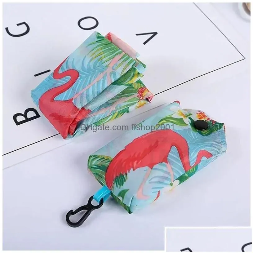 Storage Bags Cute Bohemian Print Reusable Grocery Portable Foldable Tote Shop Bag With Hook Eco-Friendly Travel Recycle Drop Deliver