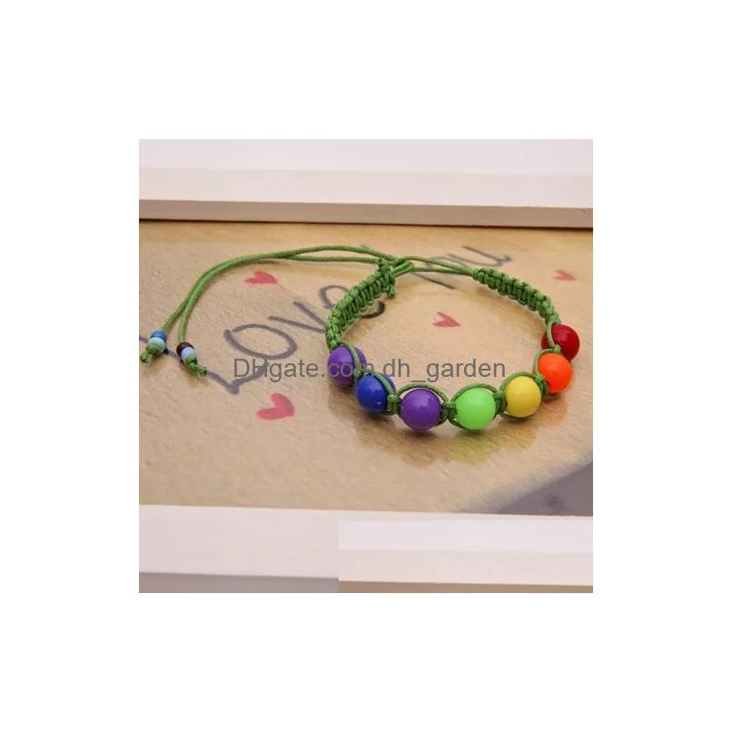 Chain Promotional Colorf Plastic Weave Beads Bracelet For Women Kids Handmade Bohemian Style Ajustable Rope Wholesale Drop Dhgarden Dhdrc