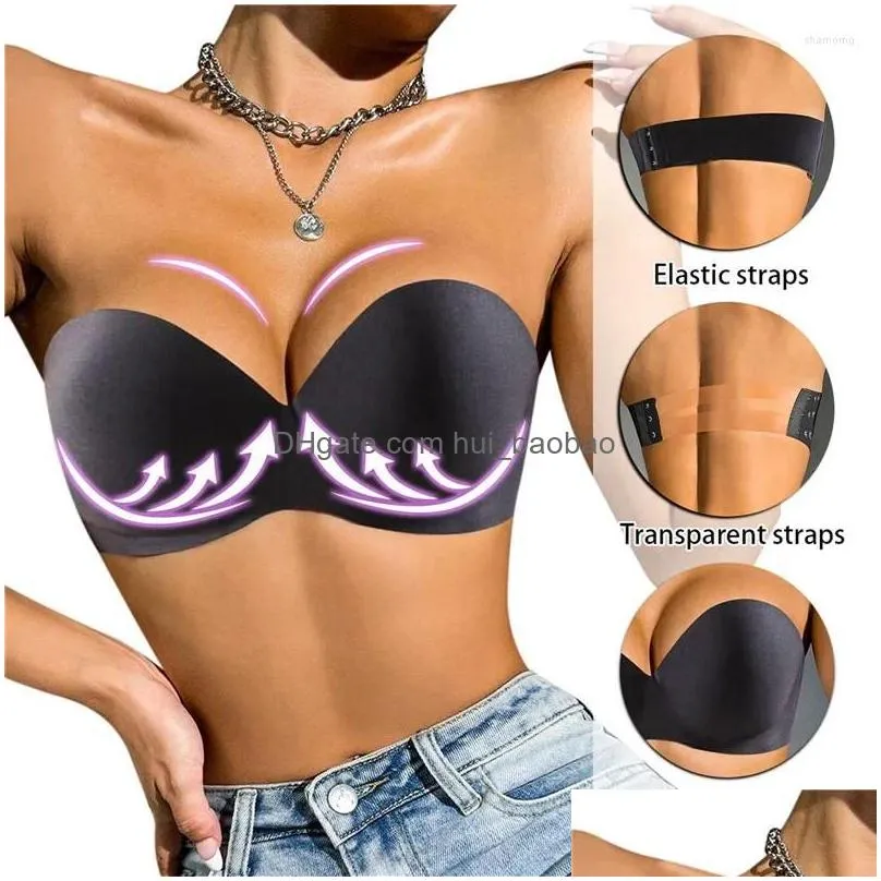 yoga outfit sexy invisible bandeau bra strapless women gathering underwear solid color brassiere intimates breathable tube top