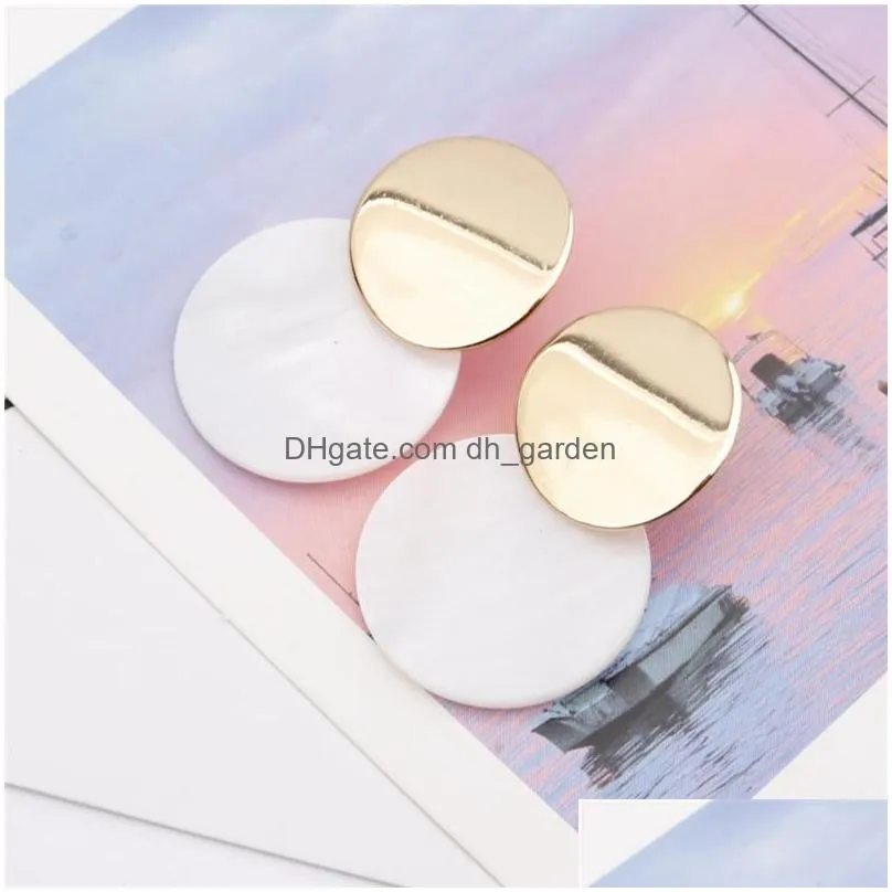 Dangle & Chandelier New Fashion Round Metal Shell Dangle Earring For Women Bohemian Geometric Small Coin Drop Jewelry Gift Dhgarden Dh8Jb