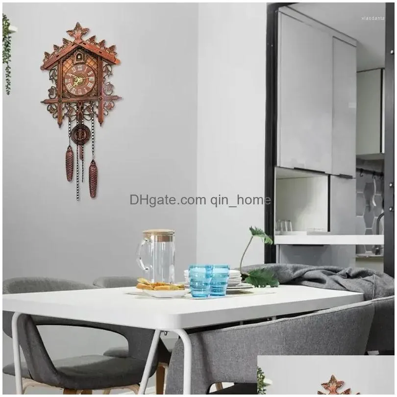 wall clocks qx2e vintage wooden hanging cuckoo clock for living room home restaurant bedroom decoration