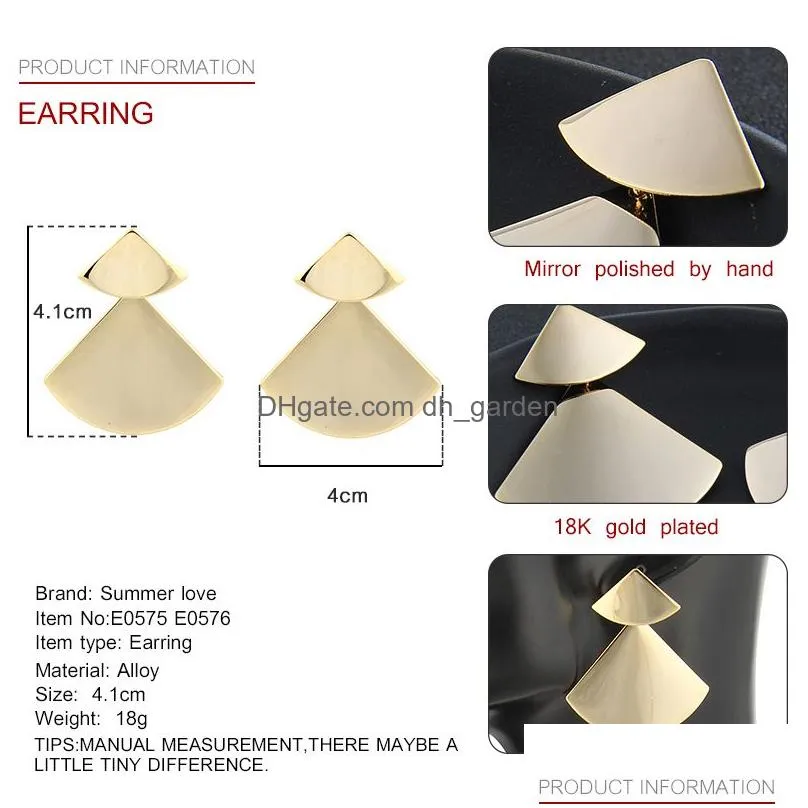 Dangle & Chandelier High Quality Geometry Hypoallergenic Steel Needle Drop Earring For Women Gold Sliver Plating Triangle Dangle Fash Dhmed